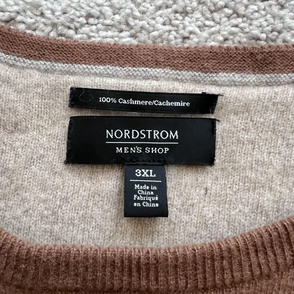 Nordstrom Men's Shop Cashmere Sweater Mens 3XL Brown Crewneck Knit Pullover